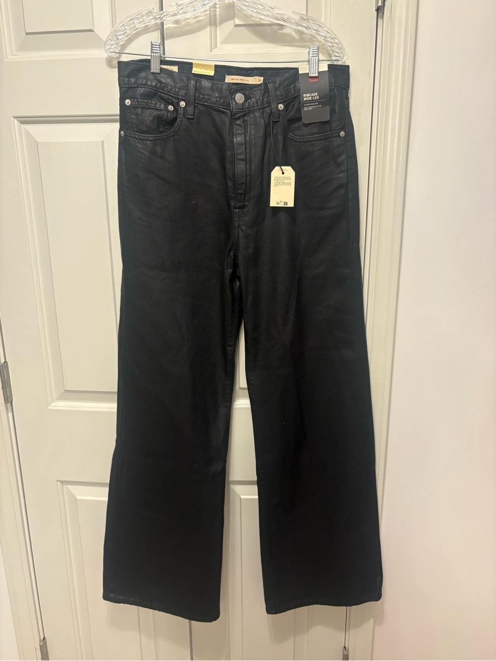 Levi Ribcage Wide leg Black Coated Jeans